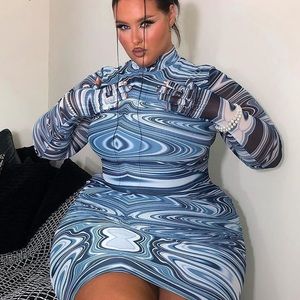 Cary printed midi dress BLUE 💙